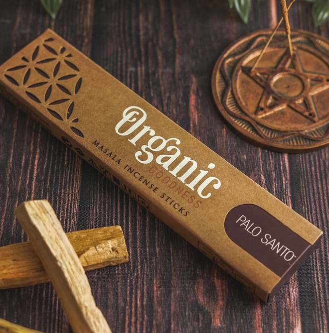 Organic Goodness Palo Santo masala incense sticks with a warm woody scent. Ideal for energy cleansing, meditation, grounding rituals and creating sacred space.