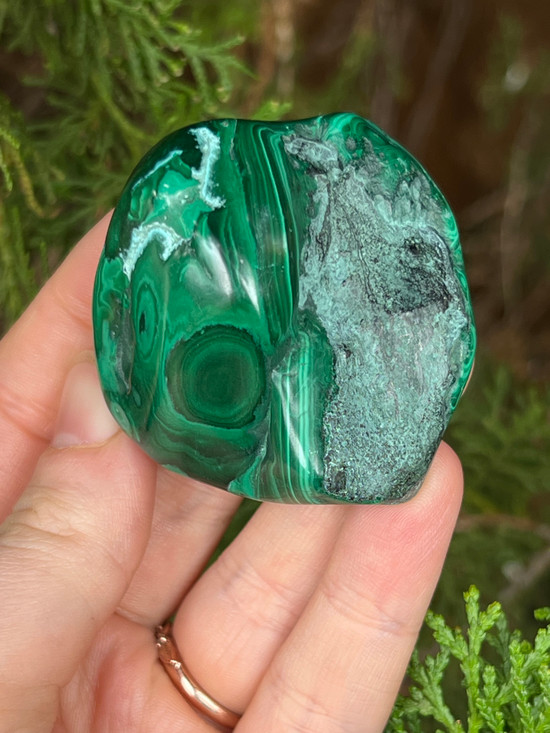 Polished Malachite and Chrysocolla freeform