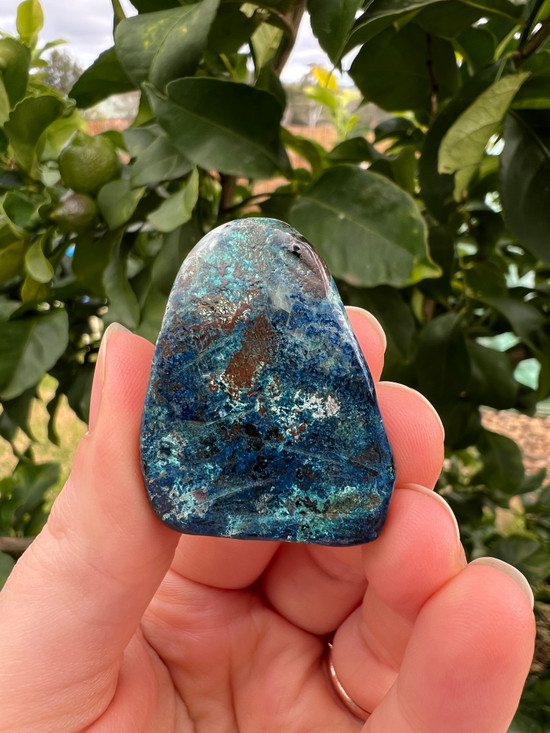 XL hand-cut Shattuckite tumbled stones, known for supporting truth, intuition and clear communication.