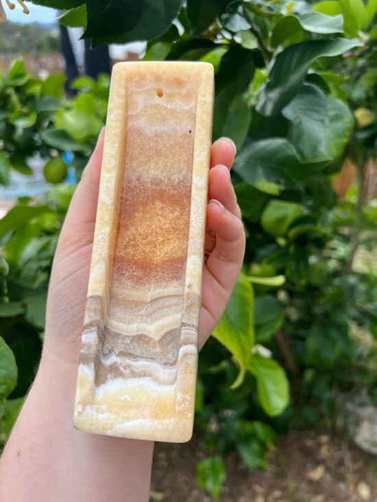 Orange Calcite Carved Incense burner - Energetic Balance