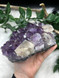 Amethyst with Cubic Calcite Cluster