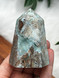 Hemimorphite tower with soft blue tones, raw matrix and natural druzy pockets.