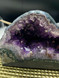 Large Twin Peak Amethyst Geode with sparkling druzy crystals. A beautiful statement piece for peace, protection, intuition, cleansing and harmonious energy.