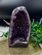 Large Amethyst Cathedral Geode with deep purple druzy crystals. A beautiful statement piece for peace, protection, intuition, cleansing and spiritual calm.