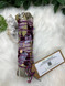 Handcrafted Australian ritual smudge wands made with White Sage, native botanicals and dried flowers. Beautiful intention-based cleansing bundles for protection, healing, sleep, empowerment and sacred rituals.