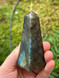 Labradorite Obelisk for protection, intuition and transformation. A beautiful crystal tower to support energetic shielding, inner wisdom and spiritual connection.