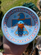 Hand-painted clay incense burner featuring a mystical blue sky bird design, perfect for rituals, meditation, sacred spaces and everyday incense use.