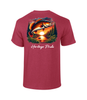 Heritage Pride Mens Tree Fishing Scenery With Bass Fish Short Sleeve T-Shirt