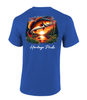 Heritage Pride Mens Tree Fishing Scenery With Bass Fish Short Sleeve T-Shirt
