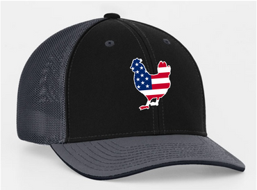 Youth American Filled Farm Animals Trucker, Chicken, Charcoal/Black