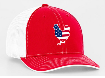 Youth American Filled Farm Animals Trucker, Chicken, Red