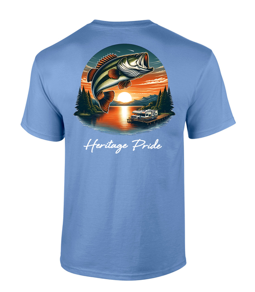 Heritage Pride Mens Lake Dock Bass Fishing Short Sleeve T-Shirt