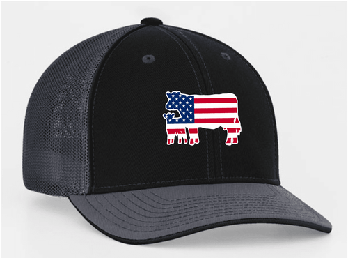 Youth American Filled Farm Animals Trucker, Cows, Charcoal/Black
