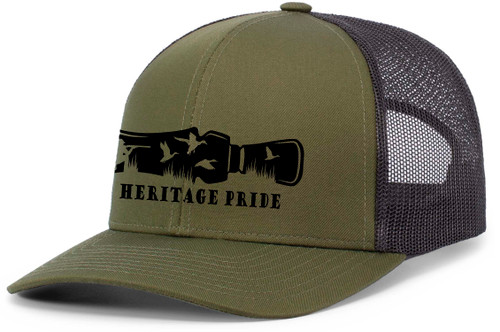 Heritage Pride Duck Hunting Outdoors Scenic Duck Call Mens Embroidered Mesh Back Trucker Hat