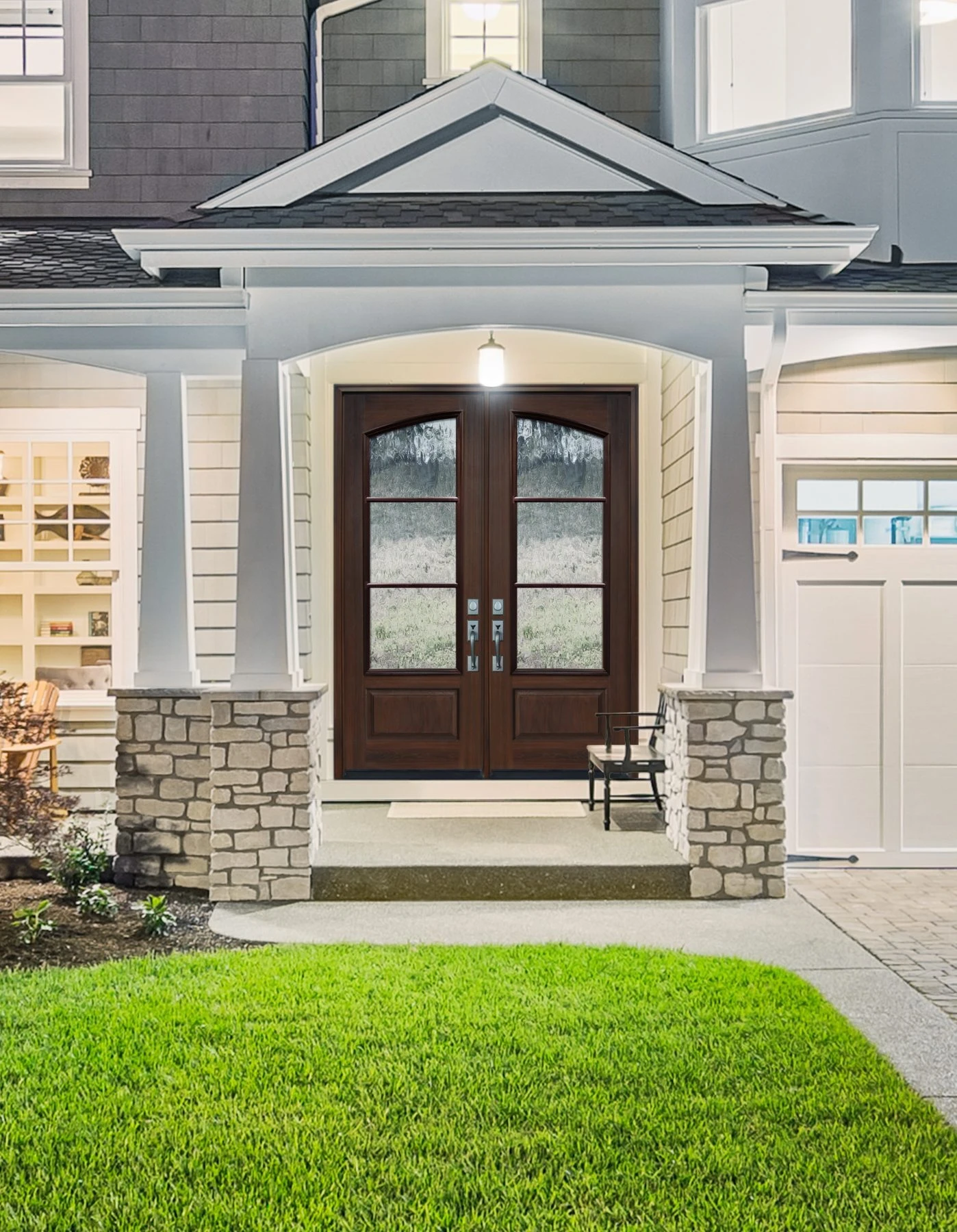 Arched mahogany double doors