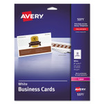 Avery Printable Microperforated Business Cards with Sure Feed Technology, Laser, 2 x 3.5, White, Uncoated, 250/Pack Product Image 