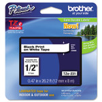 Brother P-Touch TZe Standard Adhesive Laminated Labeling Tape, 0.47" x 26.2 ft, Black on White Product Image 