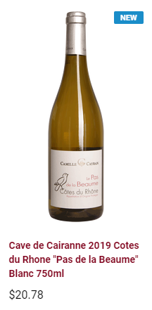 Cave de Cairanne 2019 Cotes du Rhone "Pas de la Beaume" Blanc