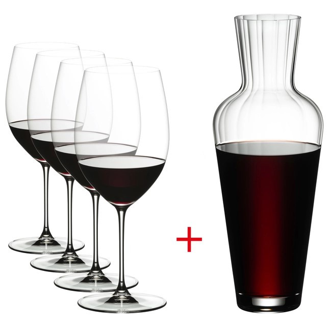 Riedel Veritas Cab/Merlot 4 Pack + Mosel Decanter