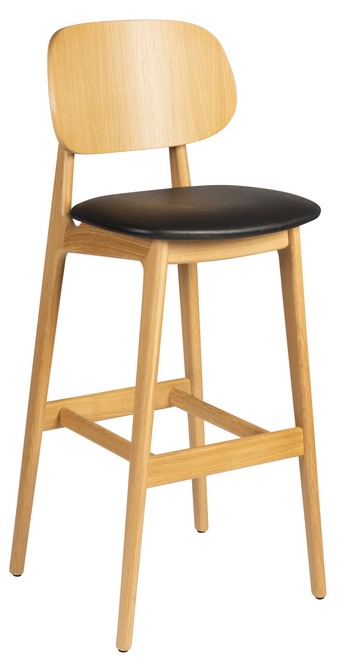 Relish Bar Stool Natural Oak with Vintage Black Seat Pad