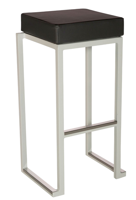 Kubo Smart Bar Stool Black Faux Leather Seat Pad with White Frame