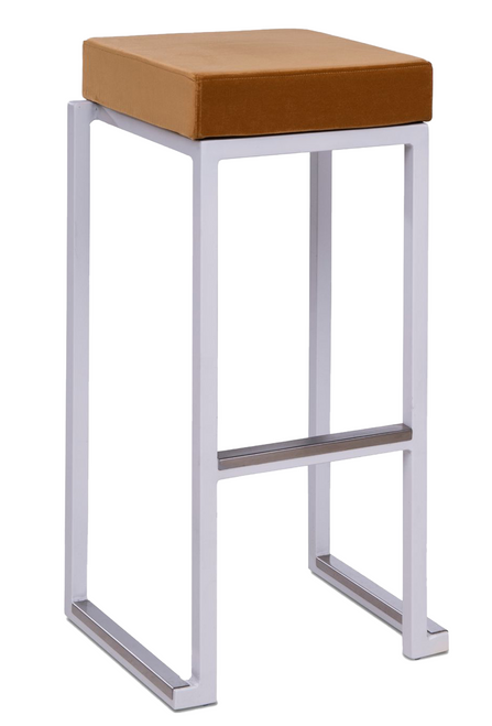 Kubo Smart Bar Stool Gold Velvet Seat Pad White Frame