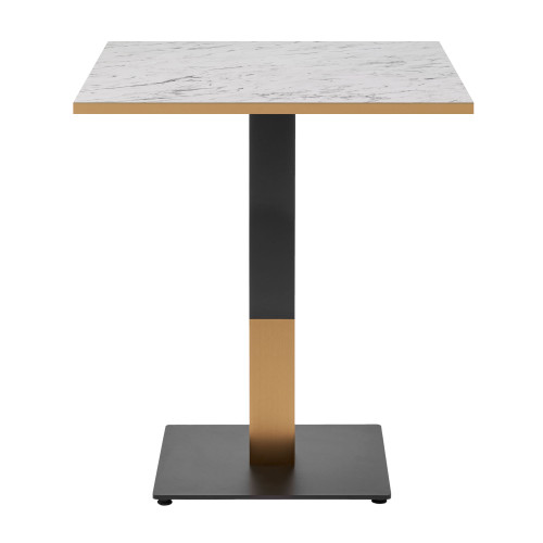 Omega White Carrara Marble Dining Table with Boston Sleek Black/Gold Base - 80x80cm