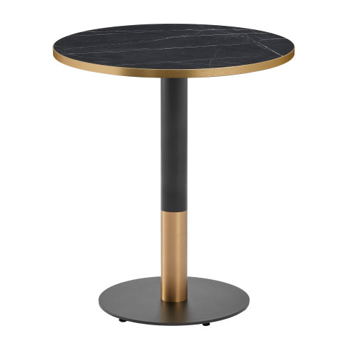 Omega Black Marble Dining Table with Boston Sleek Black/Gold Base - 60cm