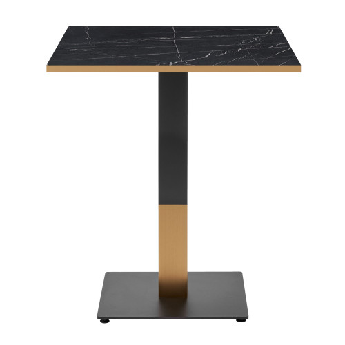 Omega Black Marble Dining Table with Boston Sleek Black/Gold Base -  80x80cm