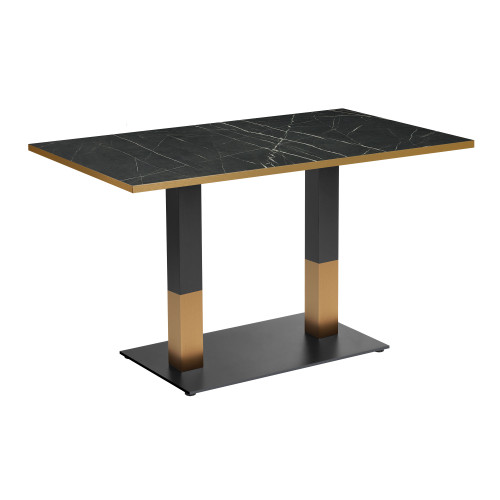 Omega Black Marble Dining Table with Boston Sleek Black/Gold Base - 120x70cm