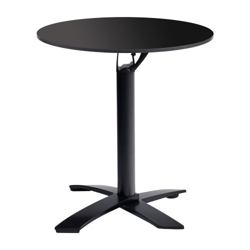 Extrema Black Dining Table with Spaceguard Deluxe Black Flip Top Base - 69cm