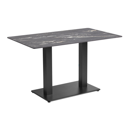 Extrema Black Marble Textured Dining Table with Anzio Black Base - 119x69cm