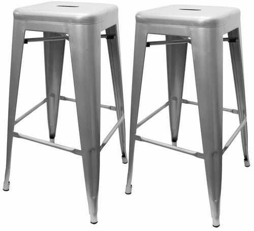 Set of 2 Oslo Bar Stools Silver