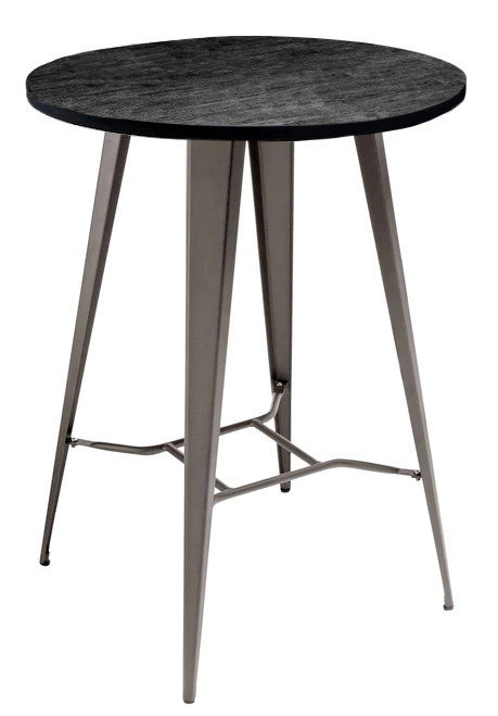 Tolix Grey Darkwood Round Bar Table