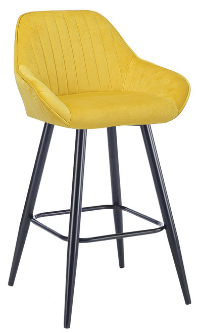 Velluto Velvet Mustard Kitchen Bar Stool