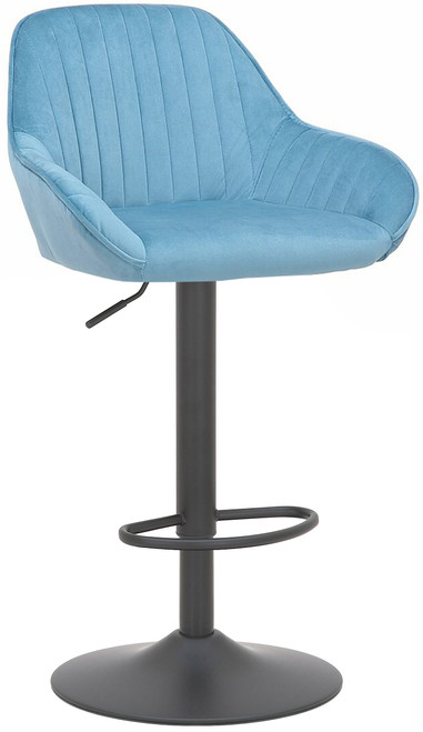 Velluto Bar Stool Pastel Blue Velvet with Black Frame