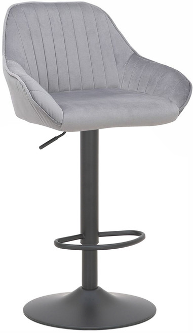 Velluto Bar Stool Grey Velvet with Black Frame