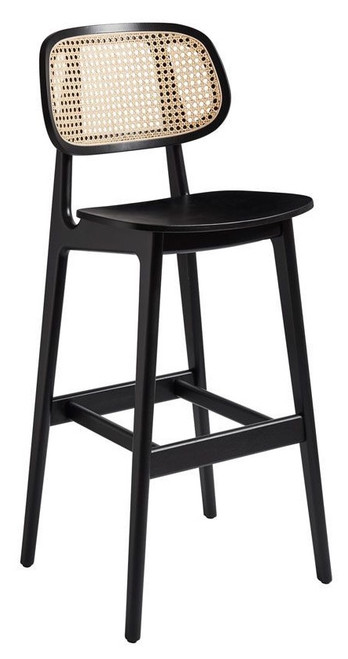 Relish Barstool Satin Black  Natural Cane Back