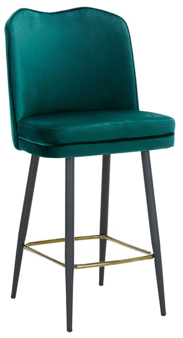 Knightsbridge Velvet Sage Green Bar Stool with Gold Footrest
