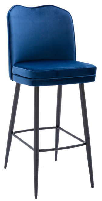Knightsbridge Tall Velvet Bistro Bar Stool - Blue