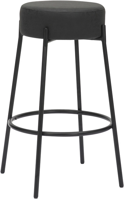 Rotonda Distressed Leather Bar Stool Black