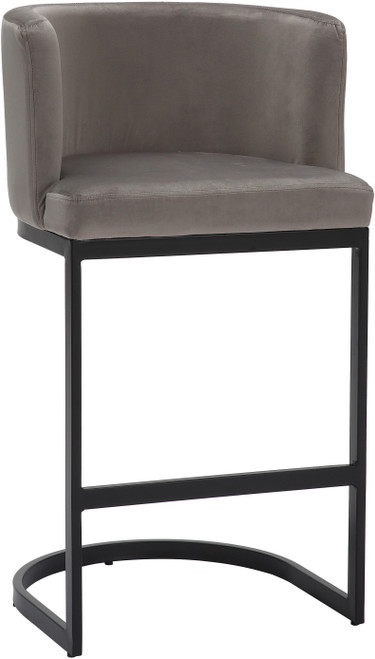 Velino Velvet Cantilever Bar Stool Grey with Black Frame