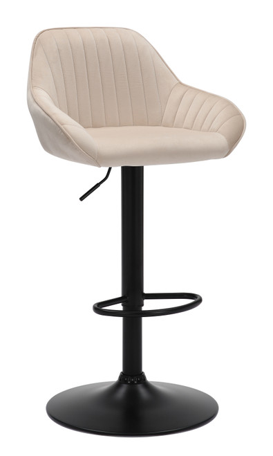 Velluto Bar Stool Cream Velvet with Black Frame