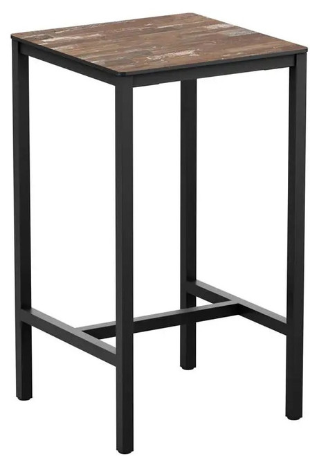 Extrema Planked Vintage Wood Bar Height Table Black - 60 x 60cm