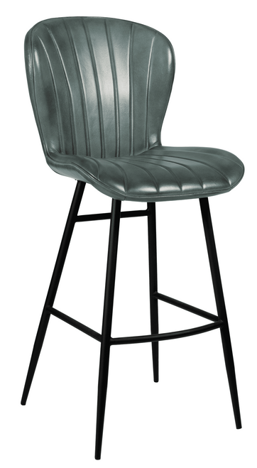 Lars Genuine Leather Bar Stool Steel Grey