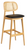 Relish Bar Stool Natural Oak Vintage Black Seat Pad with Natural Cane Back