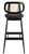Relish Bar Stool Satin Black Vintage Black Seat Pad with Natural Cane Back