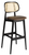 Relish Bar Stool Satin Black Vintage Brown Seat Pad with Natural Cane Back