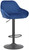 Velluto Bar Stool Blue Velvet with Black Frame