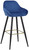 Velluto Blue Velvet Kitchen Bar Stool with Gold Footrest
